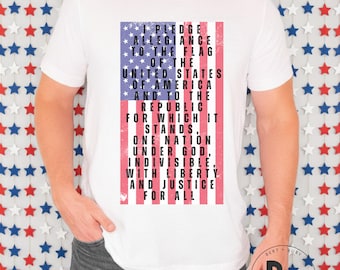 Distressed American Flag Pledge of Allegiance Adult Bella Canvas Unisex Short Sleeve T-Shirt (AT663) * America 250