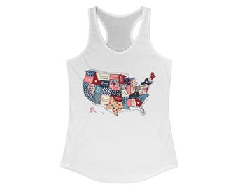 Blessed is the Nation Whose God is the Lord * Psalm 33:12 Ladies Next Level Fitted Racerback Tank (LT661)
