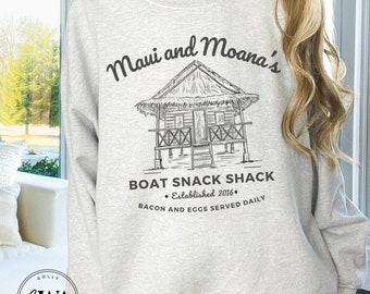 Maui and Moana's Boat Snack Shack Adult Unisex Crewneck Sweatshirt (AS712)