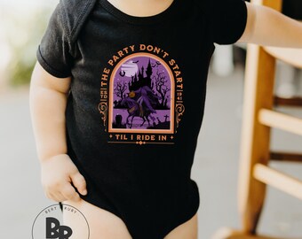 The Party Don't Start Til I Ride In Headless Horseman Infant Unisex Short Sleeve Jersey Bodysuit (IB154) * HM