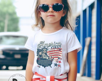 America First Patriotic 250 Toddler Bella Canvas Unisex Short Sleeve T-Shirt * Deuteronomy 28:43-44 (TT664)