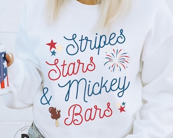 THE ORIGINAL Stripes Stars & Mickey Bars July 4th Adult Unisex Crewneck Sweatshirt * America 250 (AS22) * HM