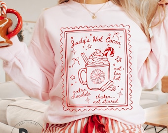 Judy's Hot Cocoa Not Too Hot Extra Chocolate Shaken Not Stirred Doodle Adult Gildan Unisex Crewneck Sweatshirt (AS25)