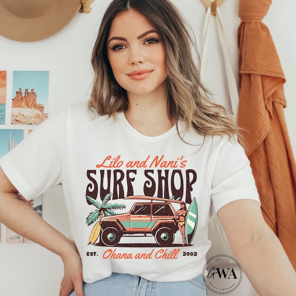 Lilo and Nani's Surf Shop Wagon Adult Unisex Short Sleeve Jersey T-Shirt (AT105)