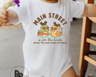 Main Street Is For the Birds Respect the Locals Rabbit Skins™ Infant Unisex Short Sleeve Bodysuit * Here For the Snacks (IB41)