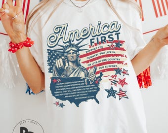 America First Patriotic 250 Comfort Colors™ Adult Unisex T-Shirt * Deuteronomy 28:43-44 (ACCT664)