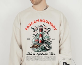 Passamaquoddy Lighthouse Tours Adult Gildan Unisex Crewneck Sweatshirt (AS158) * Petes Dragon * Brazzle Dazzle