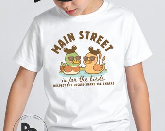 Main Street Is For the Birds Respect the Locals Youth Bella Canvas Unisex Short Sleeve T-Shirt * Here For the Snacks (YT41)