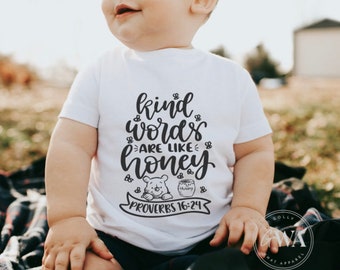 Pooh Kind Words are Like Honey Proverbs 16:24 Infant Unisex Short Sleeve Jersey T-Shirt (IT372) * HM