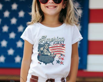 America First Patriotic 250 Youth Bella Canvas Unisex Short Sleeve T-Shirt * Deuteronomy 28:43-44 (YT664)