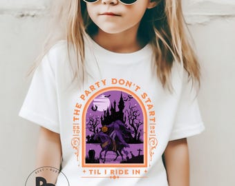 The Party Don't Start Til I Ride In Headless Horseman Youth Unisex Short Sleeve Jersey T-Shirt (YT154) * HM