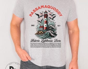 Passamaquoddy Lighthouse Tours Adult Bella Canvas Unisex Short Sleeve T-Shirt (AT158) * Petes Dragon * Brazzle Dazzle