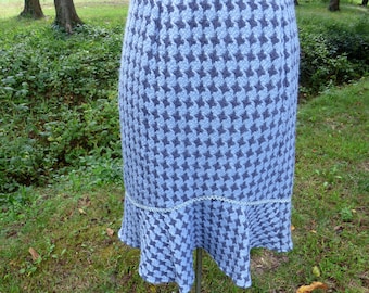 Wool Sweater Skirt with Fishtail Hem and Rickrack Trim- Adorable!