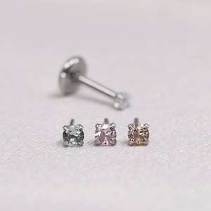 16G/18G/20G • Tiny 1.5mm/2mm Ombre CZ Threadless Push Pin Labret Stud • Ombre Piercing • Color Stone Tragus stud • Flat Back Earring