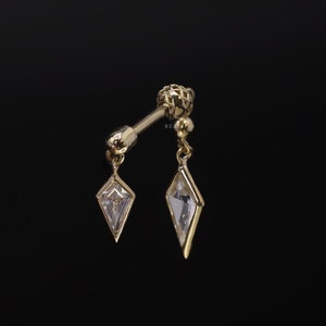 NEW ‣ BEATTI 'Riké' 14K Solid Gold Double Diamond Piercing • 14K Gold Cartilage Earring • Forward Helix Earring