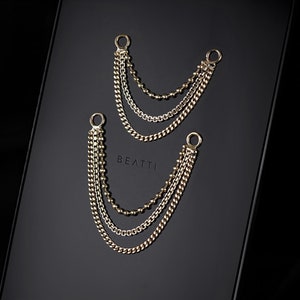 NEW ‣ Riva Triple Mixed 14K Solid Gold Chain Attachment • 14K Gold Chain Piercing • Gold Cartilage Chain
