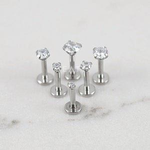 16G Tiny 1.5mm 4mm stud Tragus Earring, Labret studs, Flat Back, Cartilage Earring, Tragus stud, Internal Thread, Lip Studs, Monroe image 1