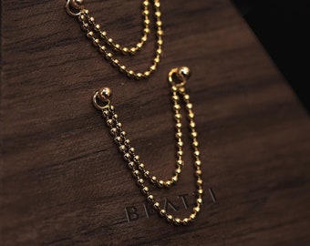 NEW ‣ BEATTI Draping Chain Collection • Tiny Delicate Double Chain Attachment  • Tiny Chain Attachment