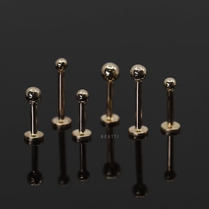 NEW ‣ 18G • Tiny 2mm/2.5mm/3mm 14K Solid Gold Ball Labret, Simple Ball Labret, 14k Internally Threaded Labret, 14K Solid Rose Gold Labret