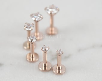 16G Tiny 1.5mm - 4mm Rose Gold Tragus stud / Cartilage earring/Tragus stud/Internal thread/Lip rings/Monroe/Forward helix