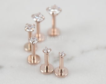 16G Tiny 1,5 mm - 4 mm Rose Gold Tragus Stud / Kraakbeen oorbel/Tragus Stud/Interne draad/Lipringen/Monroe/Forward Helix