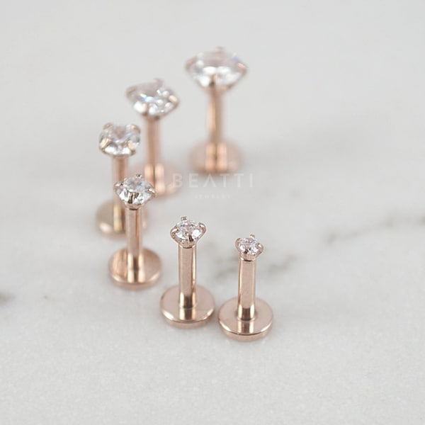 16G Tiny 1.5mm - 4mm Rose Gold Tragus stud / Cartilage earring/Tragus stud/Internal thread/Lip rings/Monroe/Forward helix