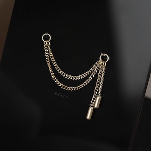 NEW ‣ Vicenza 'Chicor' 14K Solid Gold Double Dangle Chain Attachment • 14K Gold Chain Piercing • Gold Cartilage Chain