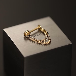 NOUVEAUTÉ Collection de chaînes pour drapé BEATTI ! Labret double chaîne sans embout • Chaîne de piercing • Chaîne double avec tige labret
