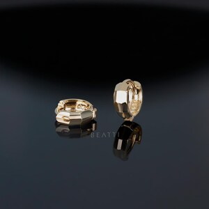 NEW ‣ 5mm Tiny Faceted Huggie Hoop • Diamond Cut Mini Hoop • 14K Tiny Hoop • 14k Gold Minimalist Hoop • Dainty Gold Huggie
