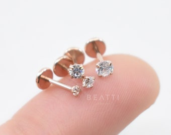 16G/18G/20G • Tiny Threadless Push Pin Labret Stud • Rose Gold Labret • 1.5mm - 3mm • Tragus stud • Flat Back Earring • Nose Stud