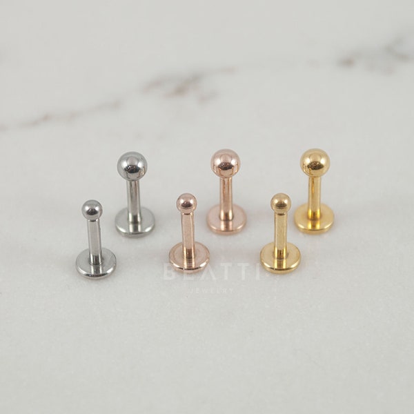 2mm/3mm Ball 16G Labret, 316L Surgical Steel Ball, Tragus Earring, Forward Helix, Cartilage Earring, Flat Back