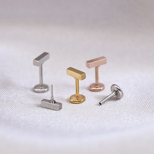 NEW ‣ 20G / 18G Tiny Bar Stud Threadless Push Pin Labret Stud • Mini Bar Cartilage earring • Tragus stud • Flat Back Earrings