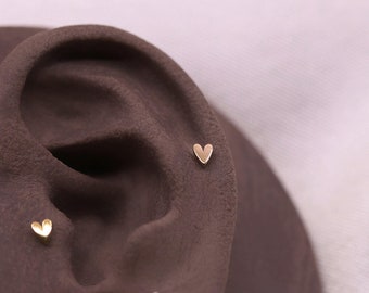 NEW ‣ BEATTI Darling Heart Threadless Push Pin Labret Stud • Mini Heart Cartilage earring • Tragus/Helix/Conch • FlatBack Earrings