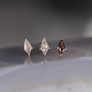 Siera • Rose Gold Natural Gemstone Threadless Ends • Grey Moonstone • Smoky Quartz • White Topaz • 925 Silver • Titanium