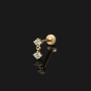 NOUVEAU ‣ Clous de cartilage en forme de cloche CZ en or 14 carats • Labret à filetage interne 18 carats • Piercing pendentif en or 14 carats • Piercing plat 14 carats