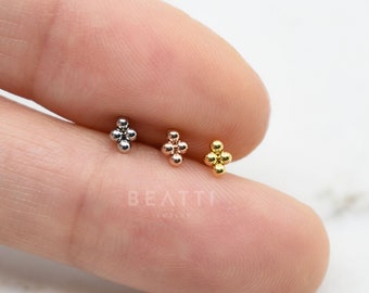 16g Super Tiny Quad bead Cartilage Earring, Tiny Ball labret, Beads Labret, Tiniest ball labret, Cartilage Studs.