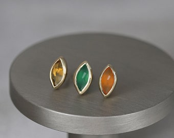 NEU ‣ Aura • Flacher Rücken BEATTI Natürliche Edelstein-Enden • Grüner Onyx, Karneol, Citrin • 925er Silber 14K Vermeil • Titan