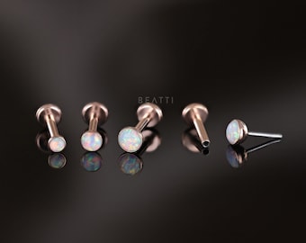 NEW ‣ 20G/18G/16G Verified Titanium Opal Threadless Stud • Hypoallergenic Piercing • Helix Stud • Cartilage Stud • Nose Stud