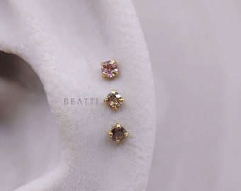 16G/18G/20G • Tiny 1.5mm/2mm Ombre CZ Threadless Push Pin Labret Stud • Ombre Piercing • Gold Tragus stud • Flat Back Earring