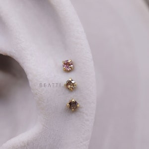 16G/18G/20G • Tiny 1.5mm/2mm Ombre CZ Threadless Push Pin Labret Stud • Ombre Piercing • Gold Tragus stud • Flat Back Earring
