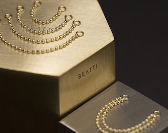 NEW ‣ Vicenza 14K Solid Gold Chain Attachment • 14K Gold Linking Chain Connector • 14K Gold Chain Piercing • Beaded Ball Chain Piercing