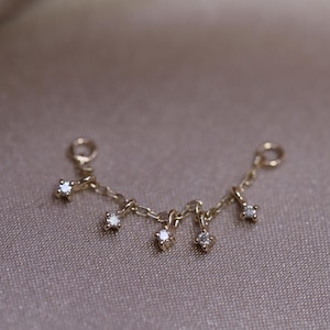 NEW ‣ Ember Chain Attachment with Tiny Genuine Diamond Charms • 14K Solid Gold Genuine Diamonds