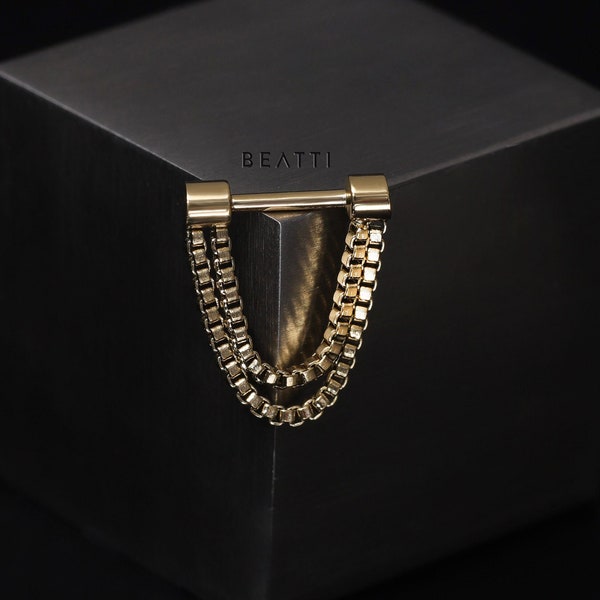 NEU ‣ BEATTI Drapiering Chain Kollektion! Doppelte Kette ohne Ende eines Labret • Piercing Kette • Doppelte Kette mit Labret Post • Septum Kette