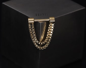 NEW ‣ BEATTI Draping Chain Collection! Double Chain Theadless End Labret  • Piercing Chain • Double Chain with Labret Post  • Septum Chain