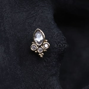 16G/18G/20G • Mini Cluster Marquise Cartilage Earring • Threadless Push Pin Stud • Cartilage Earring