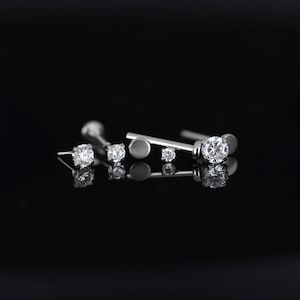 20G •  Tiny Threadless Push Pin Labret Stud • 1.5mm - 3mm • Tragus stud • Flat Back Earring • Nose Stud