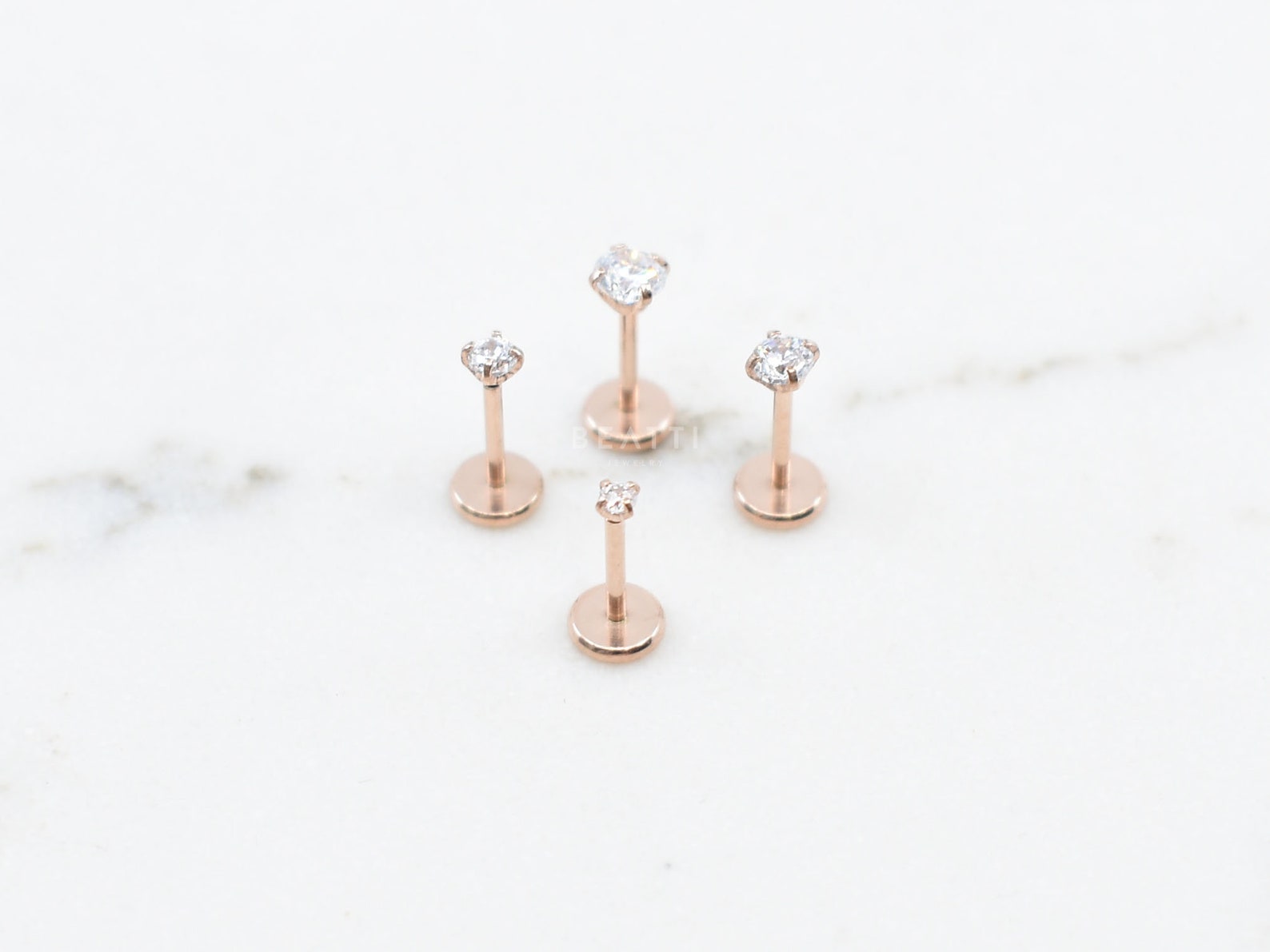 20G Tiny Threadless Push Pin Labret Stud Rose Gold Labret Etsy