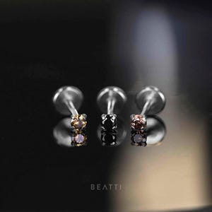 16G/18G/20G • Tiny 1.5mm/2mm Brown Ombre CZ Threadless Push Pin Labret Stud • Ombre Piercing • Tragus stud • Flat Back Earring
