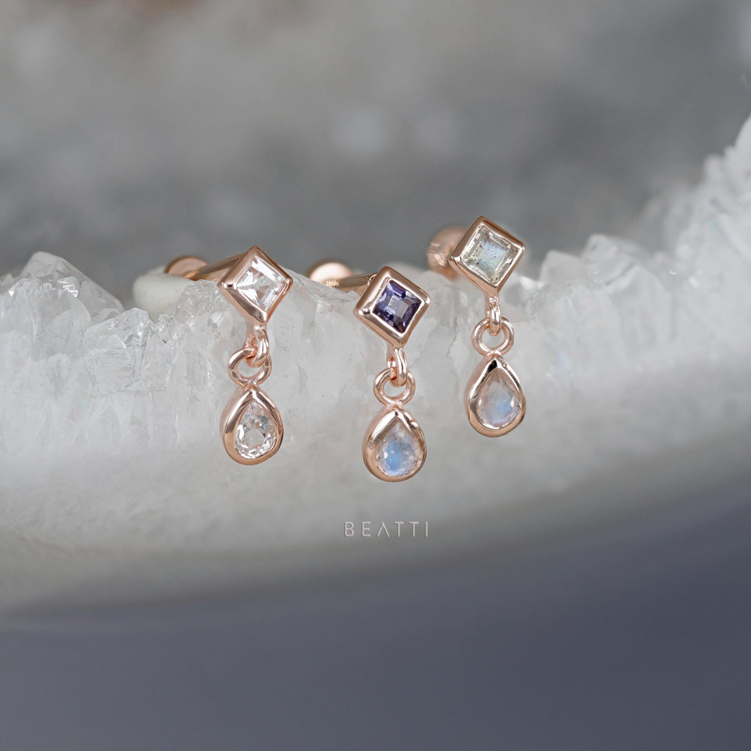 Boucles D'oreilles Puces étoile Avec Diamants CZ Rose - Argent 925, 5mm, Neuf Avec étiquettes