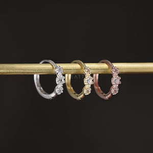 NEW ‣ Dainty White Topaz Hoop Earrings • 14K Vermeil • Genuine White Topaz •  Hoop Earrings